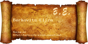 Berkovits Eliza névjegykártya
